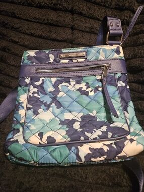 Nine West Quilted Floral Crossbody Bag in Blue & Teal